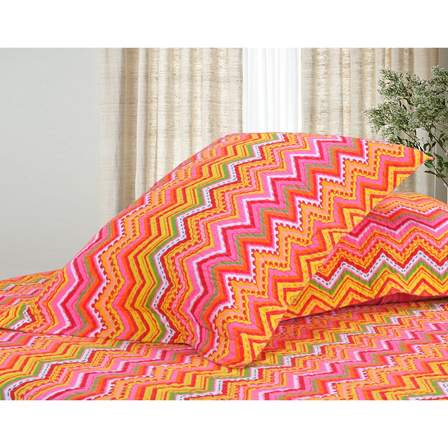 Impressions Zigzag Cotton 3-Piece Quilt Set