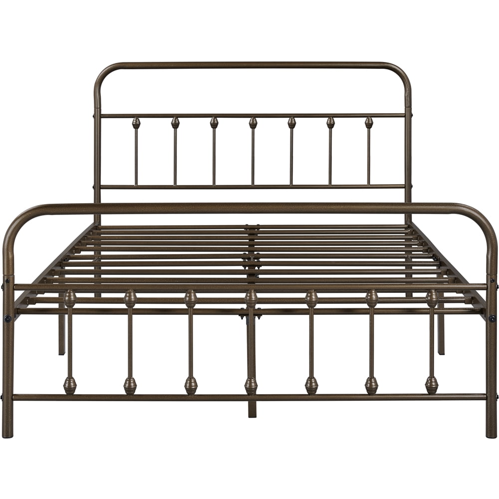 Alden Design Metal Platform Full Bed with High Headboard, Bronze