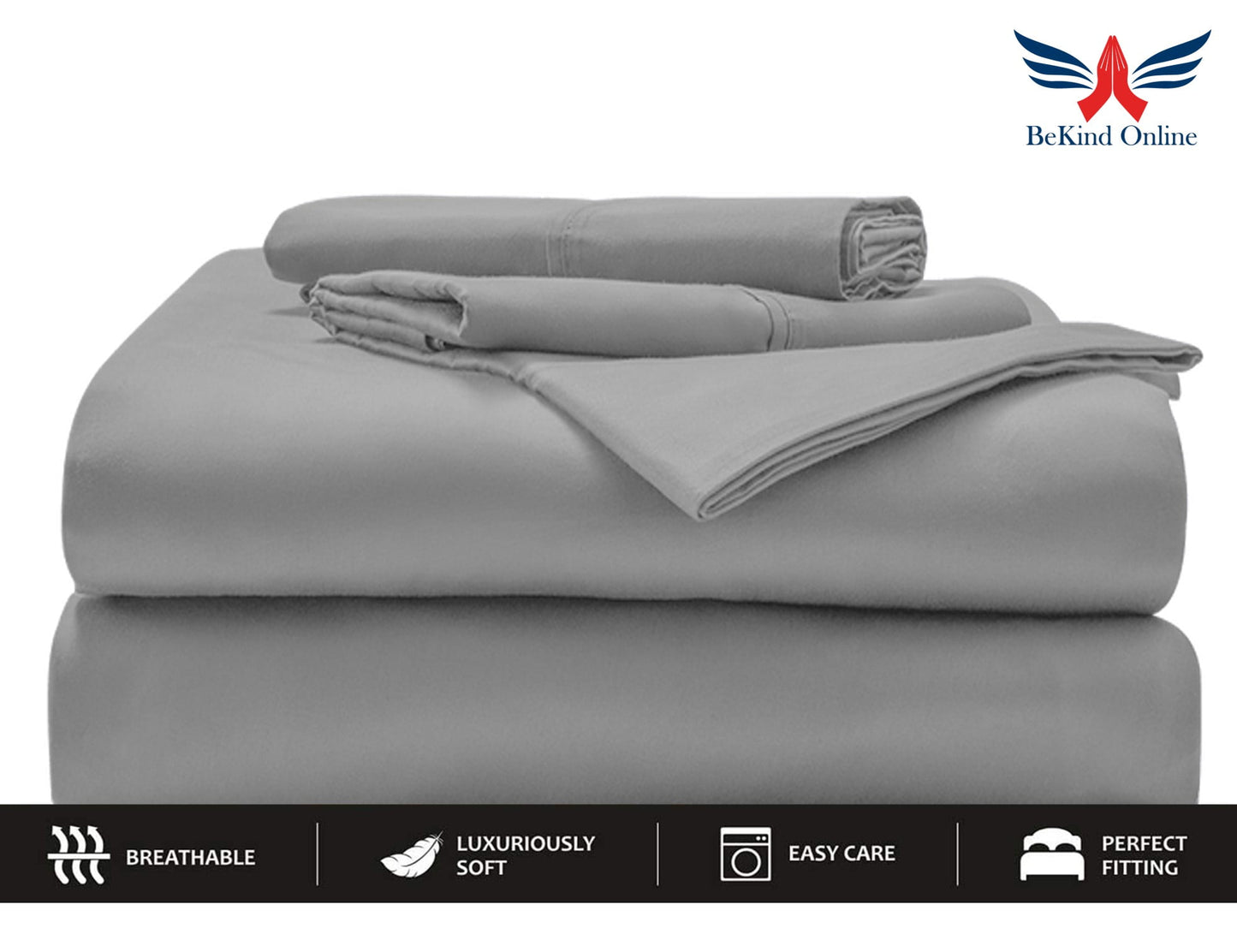 26-INCH EXTRA DEEP POCKETS Split Head King Sheets Sets for Adjustable Bed - 800-Thread Count 100% Egyptian Cotton - 4-PC Set - FlexTop King 30in Split, Light Grey Solid