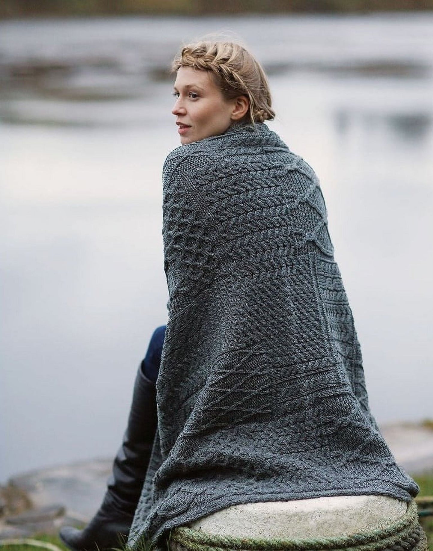 Aran Patchwork Throw 100% Premium Merino Wool Blanket 60in x 42in Made in Ireland by Aran Woollen Mills