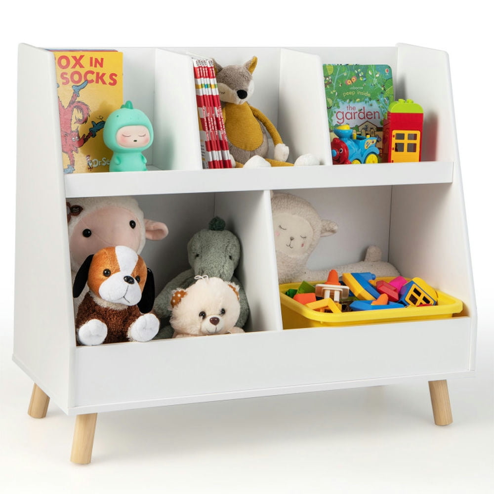 GVN 5-Cube Kids Bookshelf and Toy Organizer with Anti-Tipping Kits-White, Toy Organizers and Storage for Kids, Boys, Girls, Nursery
