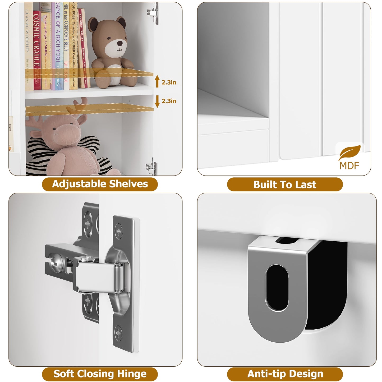 Homfa Kids Bookshelf with Blackboard, Nursery Bookcase with Cubby and Toy Bin for Kids Room, White