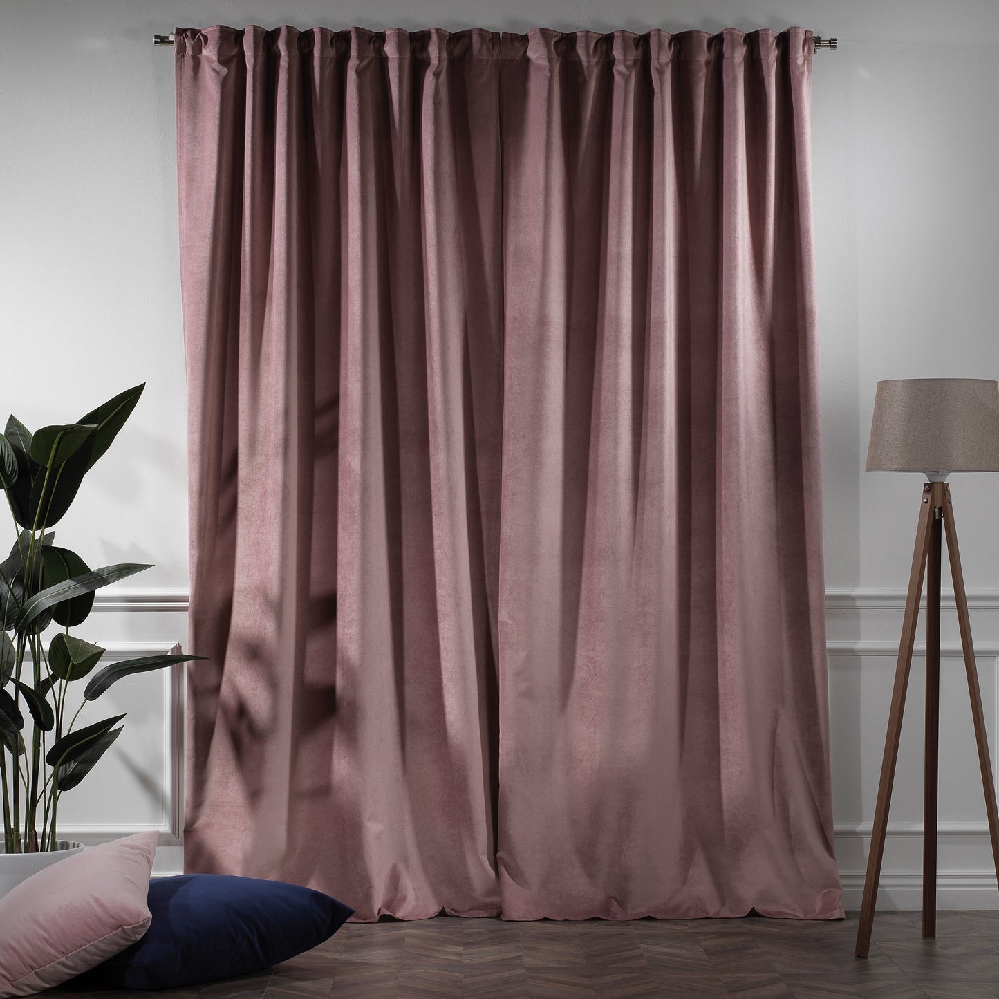 3S Brother's Solid Luxury Matte Velvet Soft Curtains Set of 2 Panels Hanging Back Tap & Rod Pocket Home D¨¦cor Bedroom Kitchen Office Windows Room Darkering ( Admiral-Berry-52in x120in )