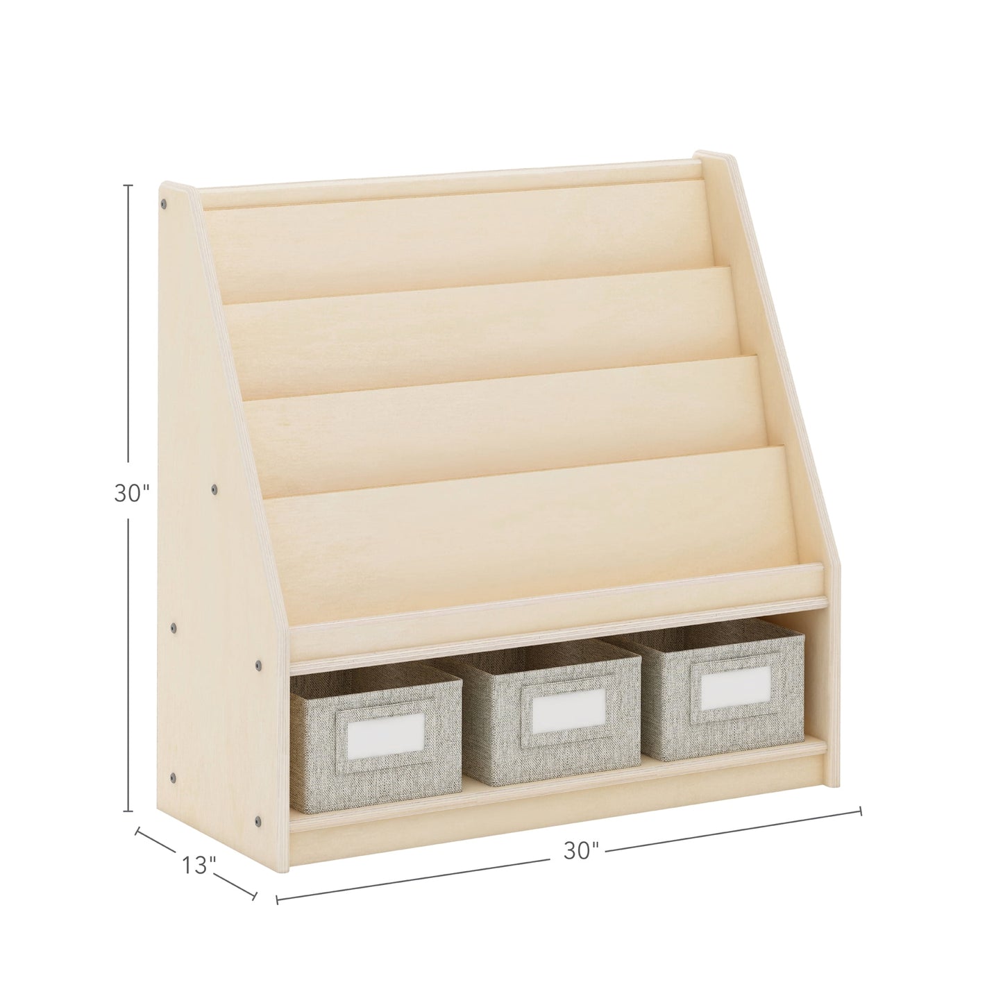 Guidecraft EdQ Bookcase: Kids' Wooden Book Rack with Storage Shelves, Bin Display for Home & Classroom