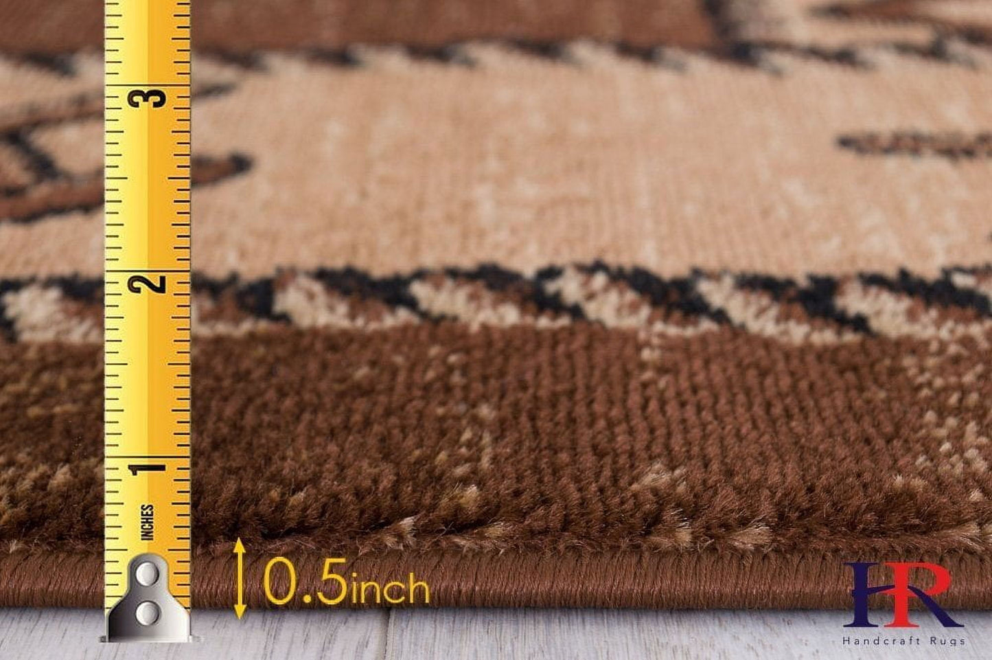 Handcraft Rugs Cabin Rug Lodge, Cabin Nature and Animals Area Rug Modern Geometric Design Cabin Area Rug Abstract, Chocolate Brown/BeigeHorse Riding 4x5 feet