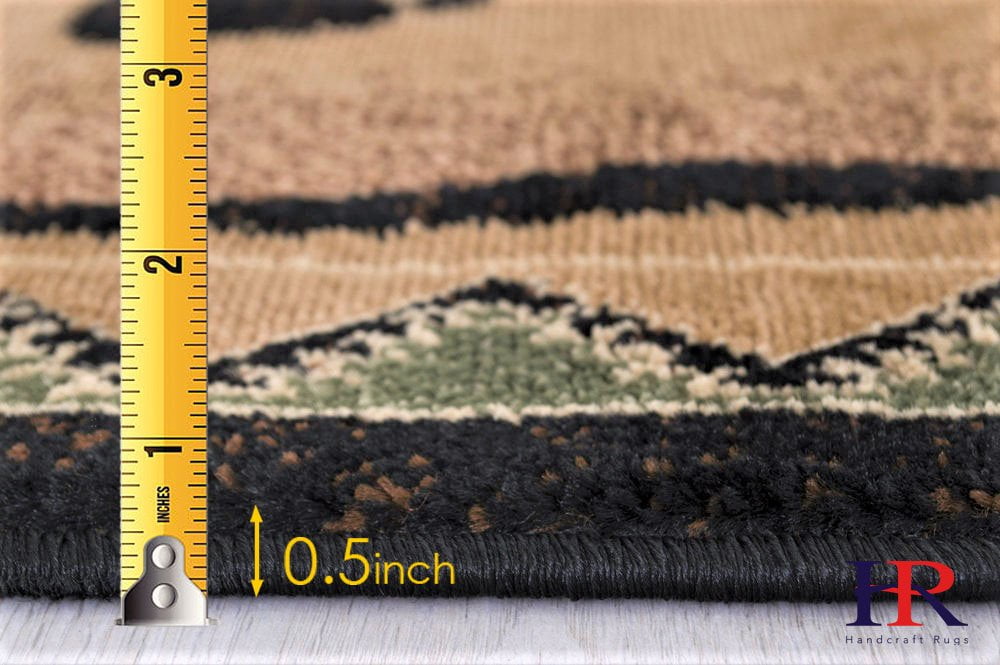 Handcraft Rugs Cabin Rug Lodge, Cabin Nature and Animals Area Rug Modern Geometric Design Cabin Area Rug Abstract, Brown/Green/RedBear/Fish/Footprint 8x10 feet