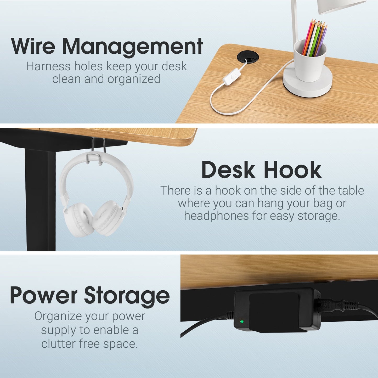 Homall 40in ¡Á 24in Electric Height Adjustable Standing Desk Home Office Computer Desk Memory Preset with T-Shaped Metal Bracket, Black&Wood