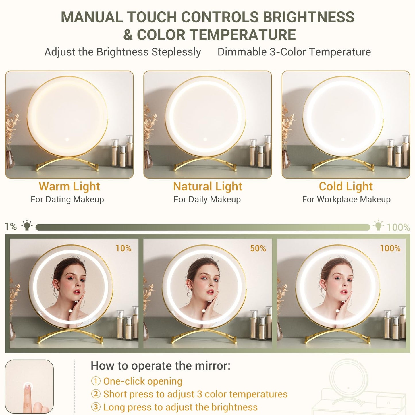 Homieasy Vanity Desk with Mirror and Lights, Modern Makeup Vanity Table Set with 6 Storage Drawers and Cushioned Stool for Bedroom, Dressing Table with Divided Organizers for Women, Cyan