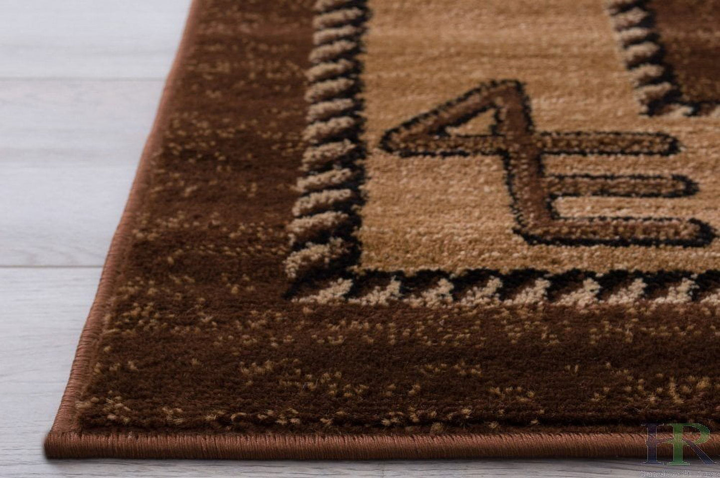 Handcraft Rugs Cabin Rug Lodge, Cabin Nature and Animals Area Rug Modern Geometric Design Cabin Area Rug Abstract, Chocolate Brown/BeigeHorse Riding 4x5 feet