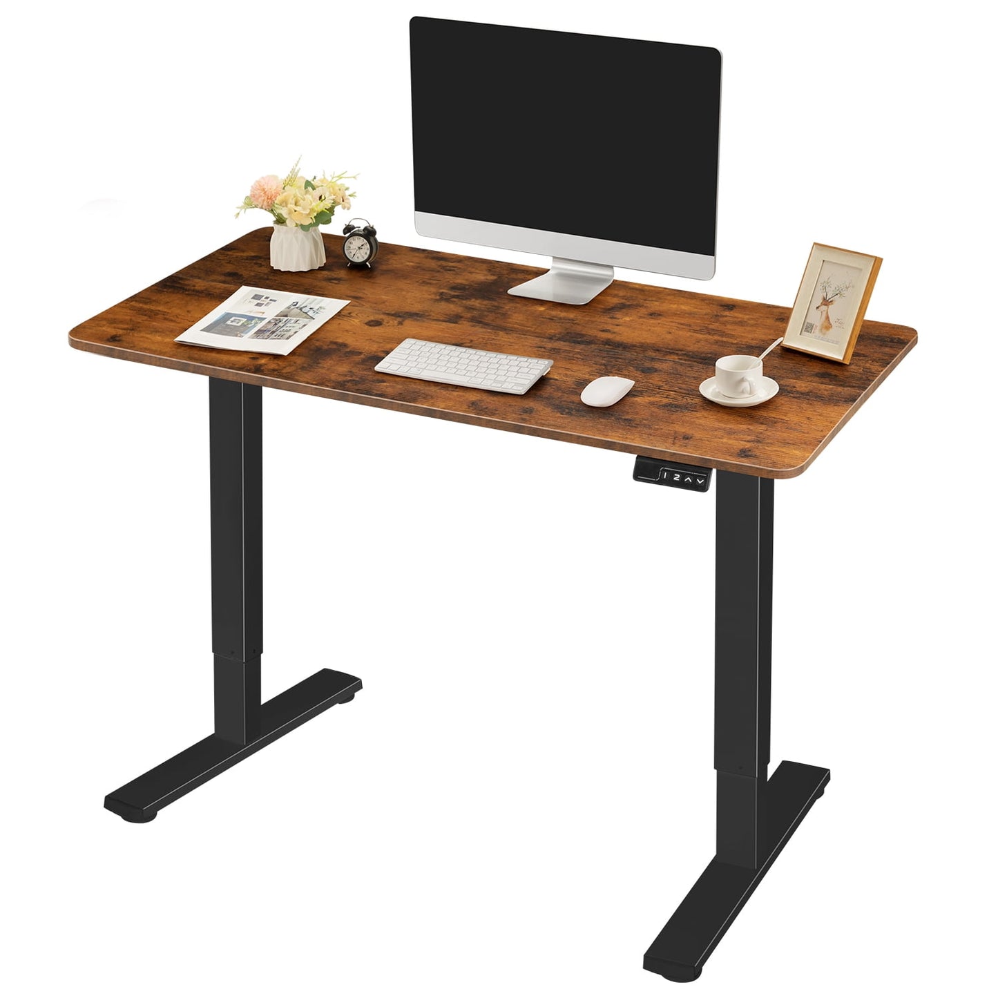 Homall 40in ¡Á 24in Electric Height Adjustable Standing Desk Home Office Computer Desk Memory Preset with T-Shaped Metal Bracket, Brown