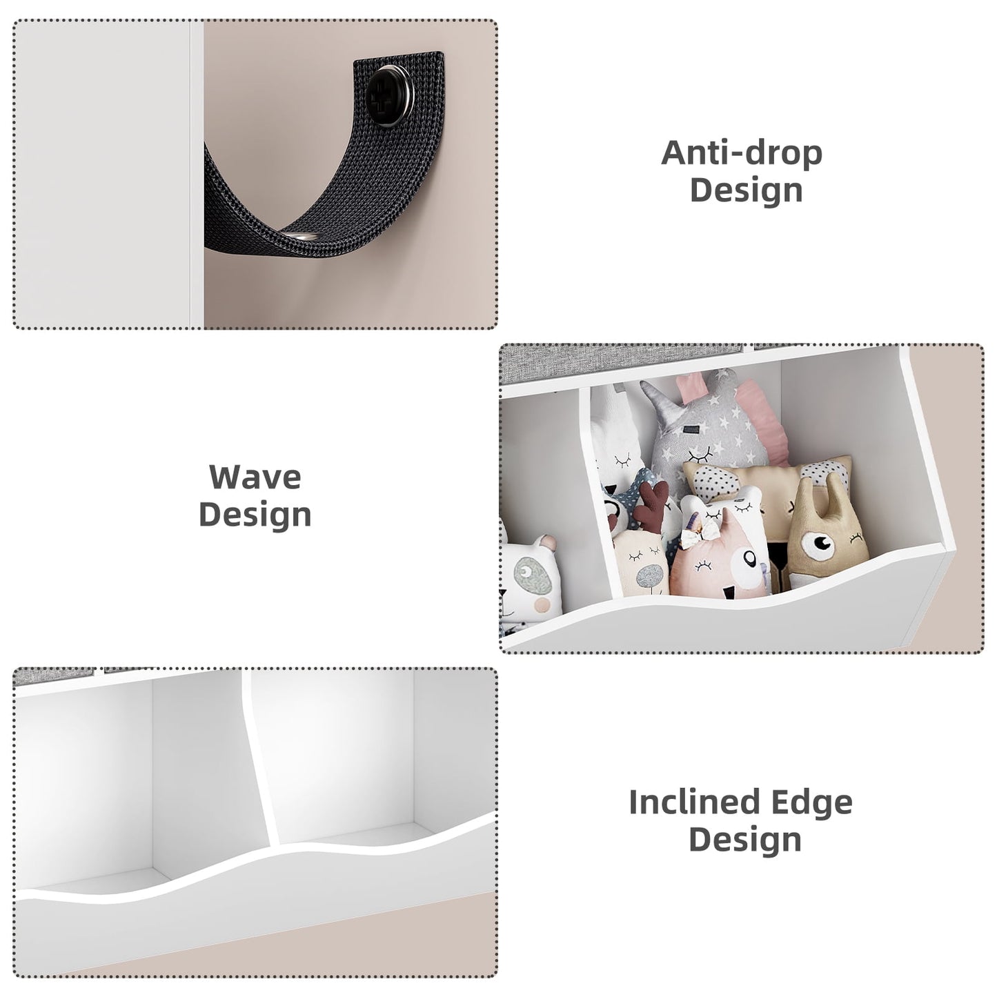 Homhougo¡ªKids Bookshelf and Bookcase Toy Storage Multi Shelf with Cubby Organizer Cabinet and Drawers for Boys Girls,for Children's Room, Playroom, Hallway, Kindergarten, School,Bedroom (White)