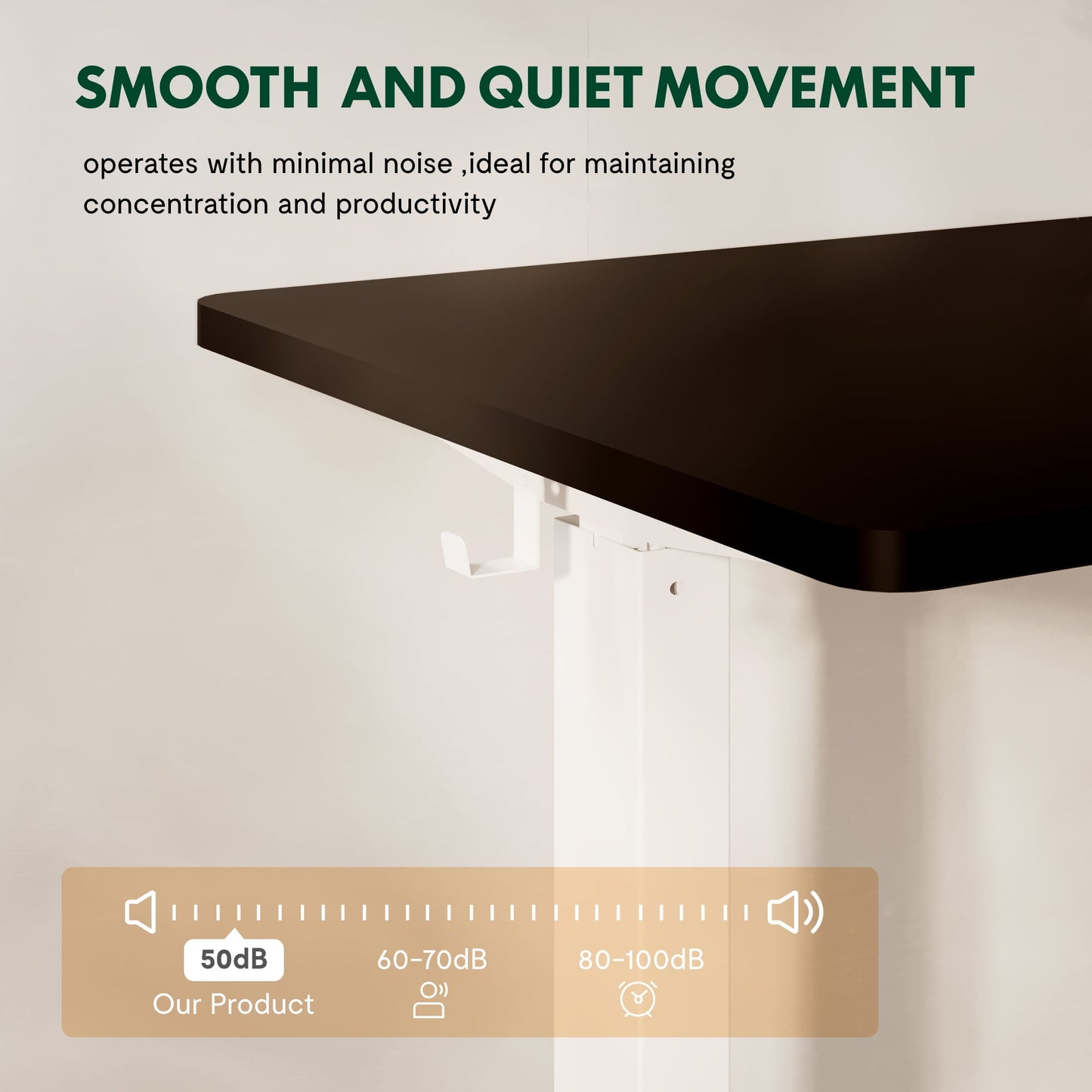 ACTIVESIT 55in x28in Home Office Height Adjustable Standing Desk with Hooks, Ergonomic Electric 2-Stage Stand Up Computer Desk, White and Black