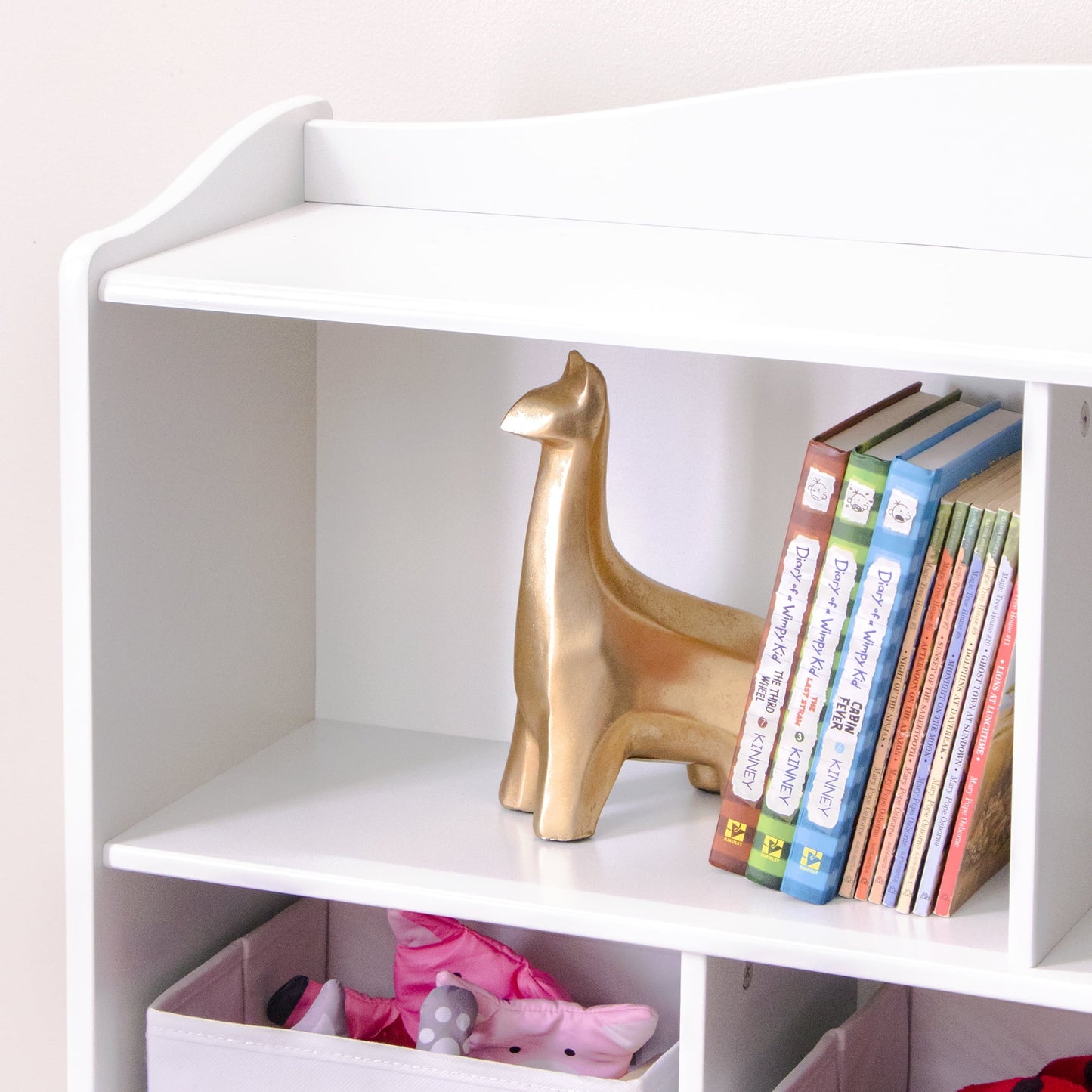 Guidecraft Kids' Toy Storage Organizer - White: Children's Wooden Bedroom Cubby Bookshelf, Open Toy Chest, Playroom Storage Shelf
