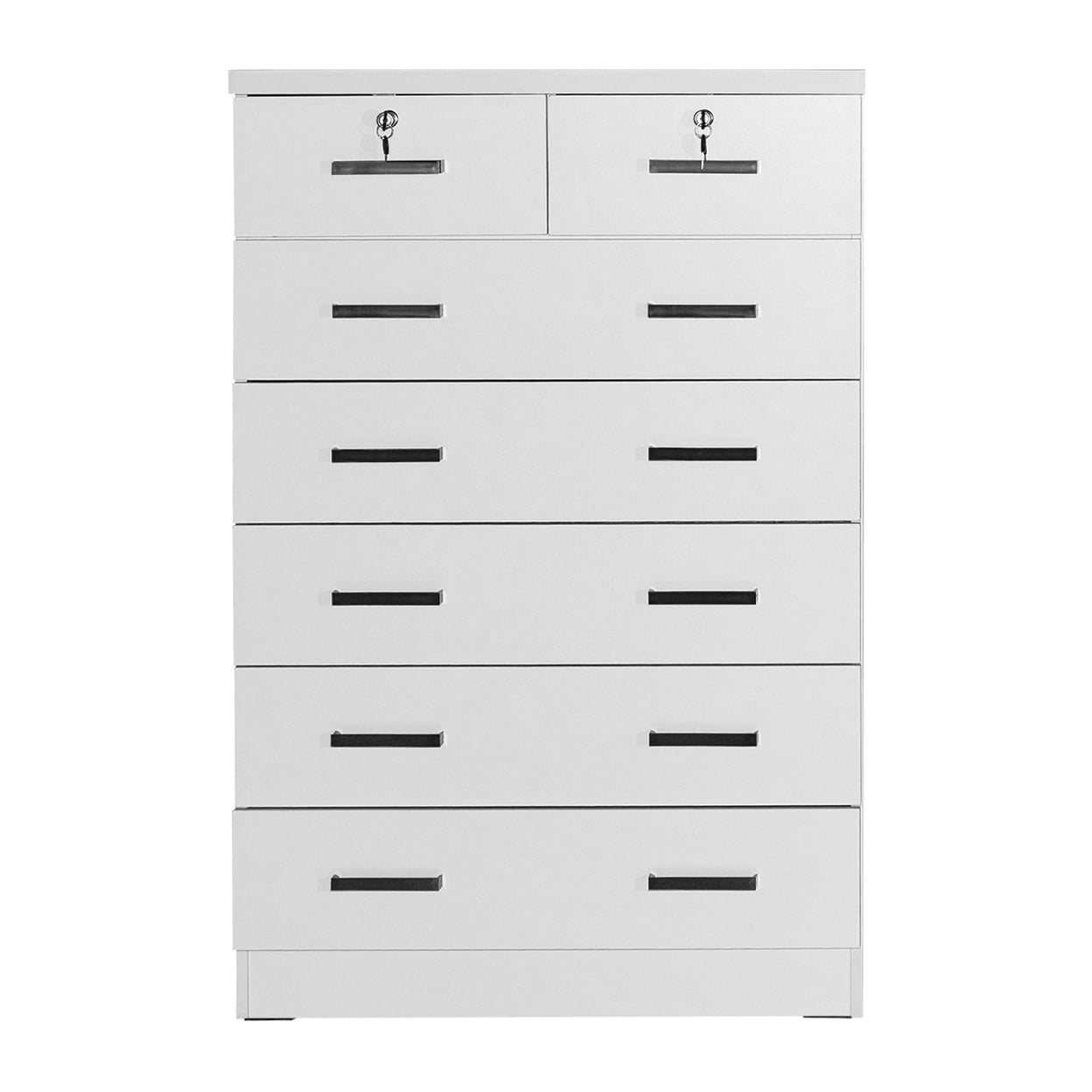Home Furniture Cindy 7 Drawer Chest Wooden Dresser with Lock - White