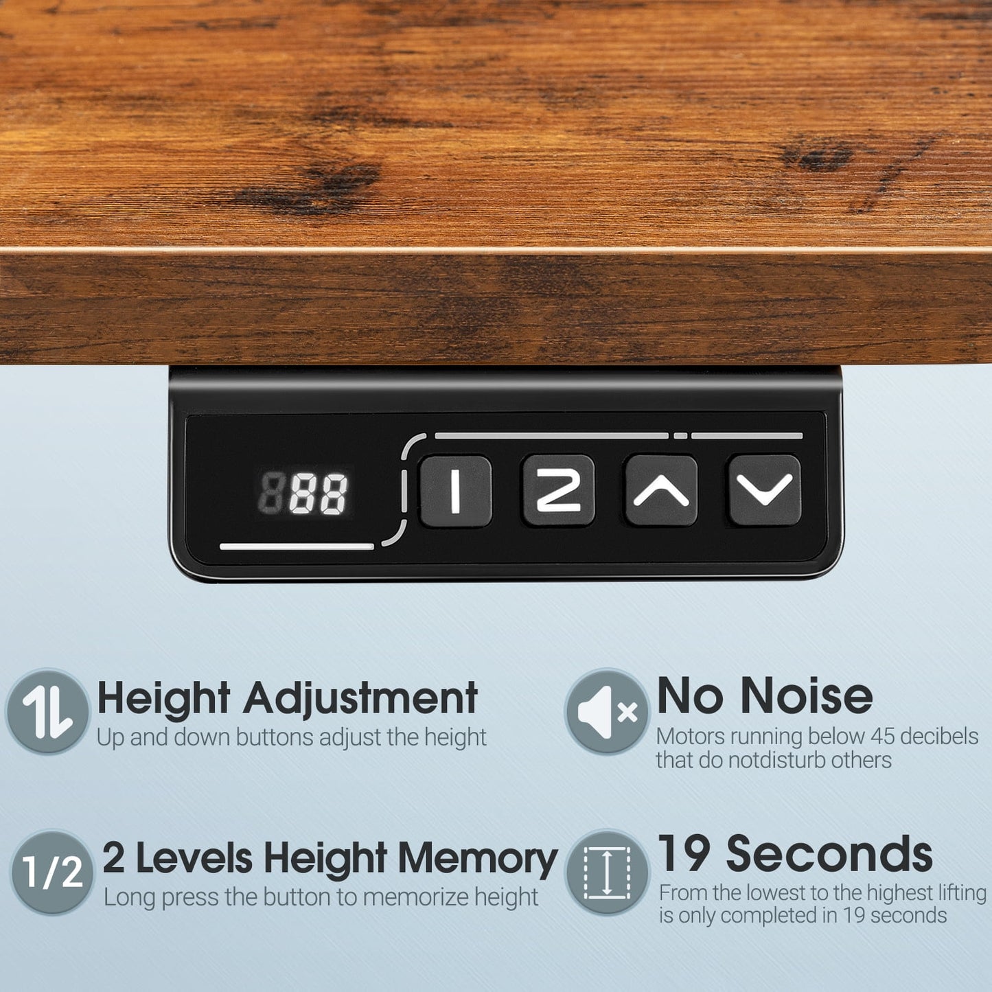 Homall 40in ¡Á 24in Electric Height Adjustable Standing Desk Home Office Computer Desk Memory Preset with T-Shaped Metal Bracket, Brown