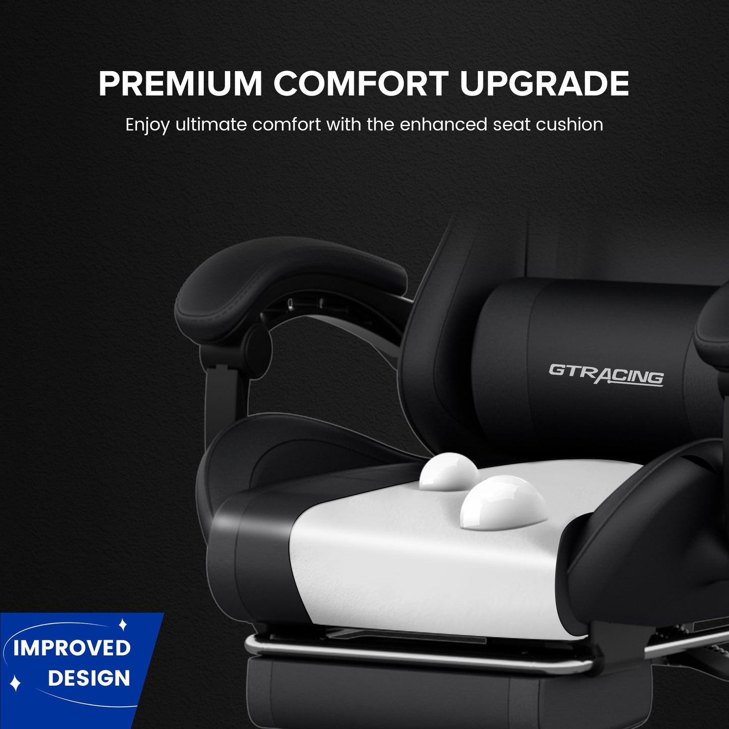 GTRACING GTWD-200 Ergonomic Gaming Chair with Adjustable Pillows and Footrest for Ultimate Comfort, Black