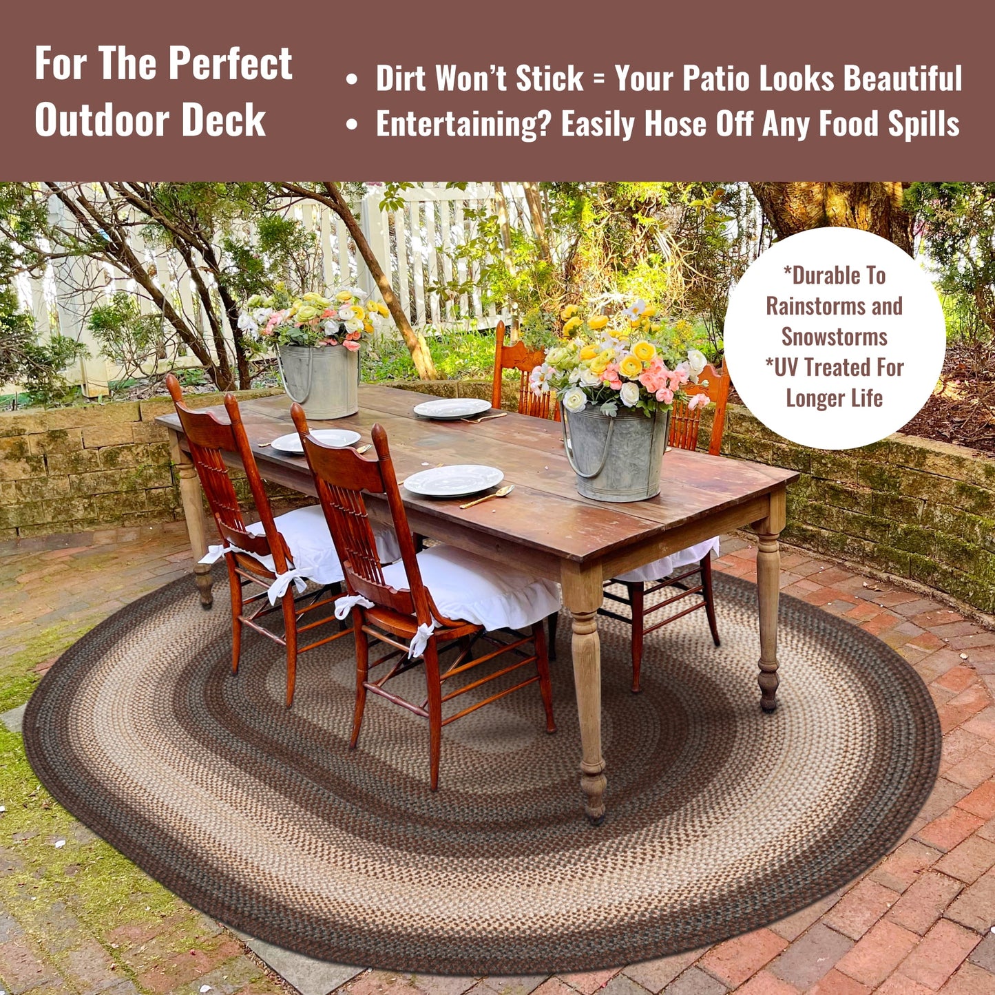 Homespice Driftwood Oval Braided Rugs for Rustic Country Farmhouse 4x6', The Ideal Pet Friendly Area Rugs