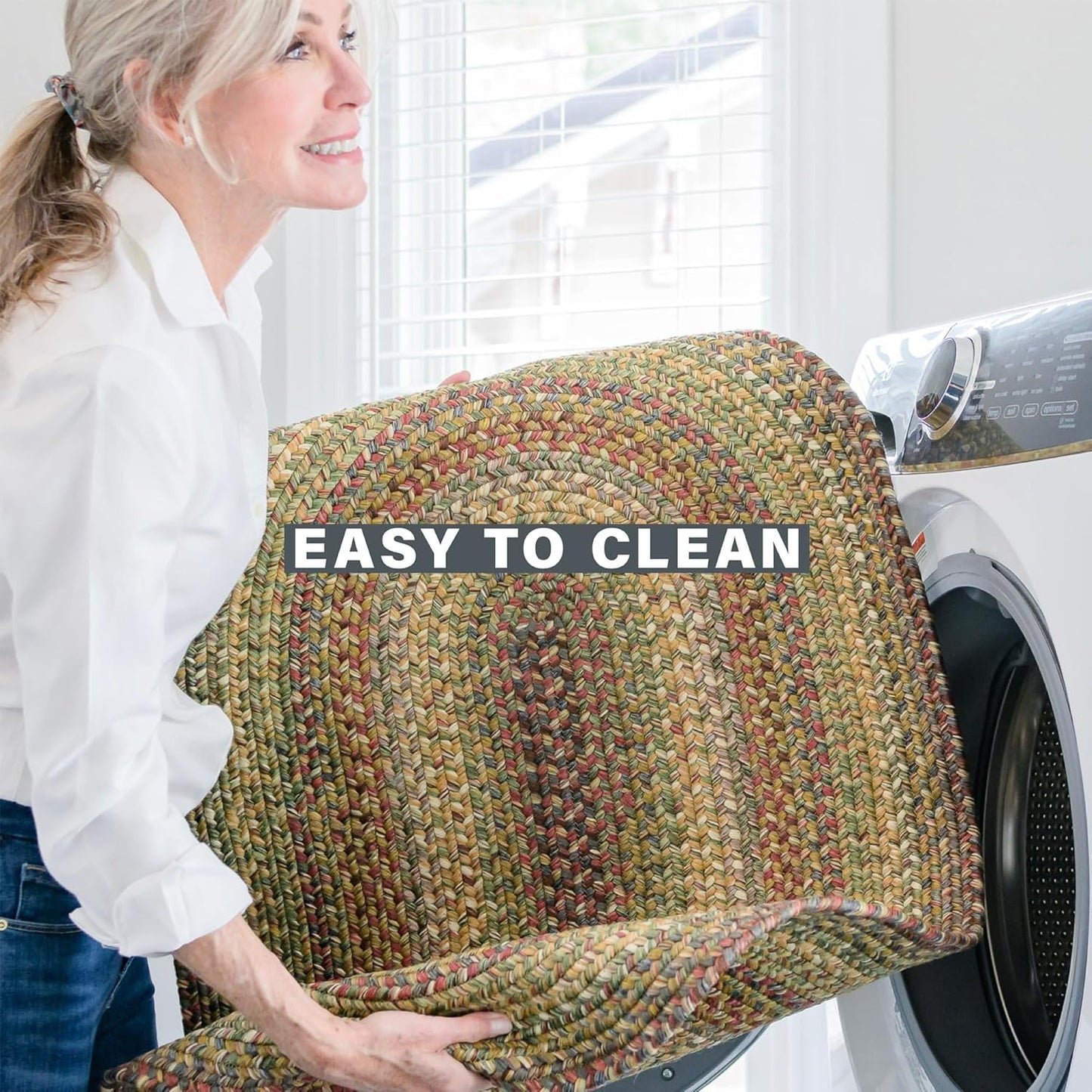 Homespice Rainforest Rectangular Braided Rugs and Rustic Area Rugs 5x8', Your Choice for Pet Friendly Indoor Outdoor Rug Waterproof