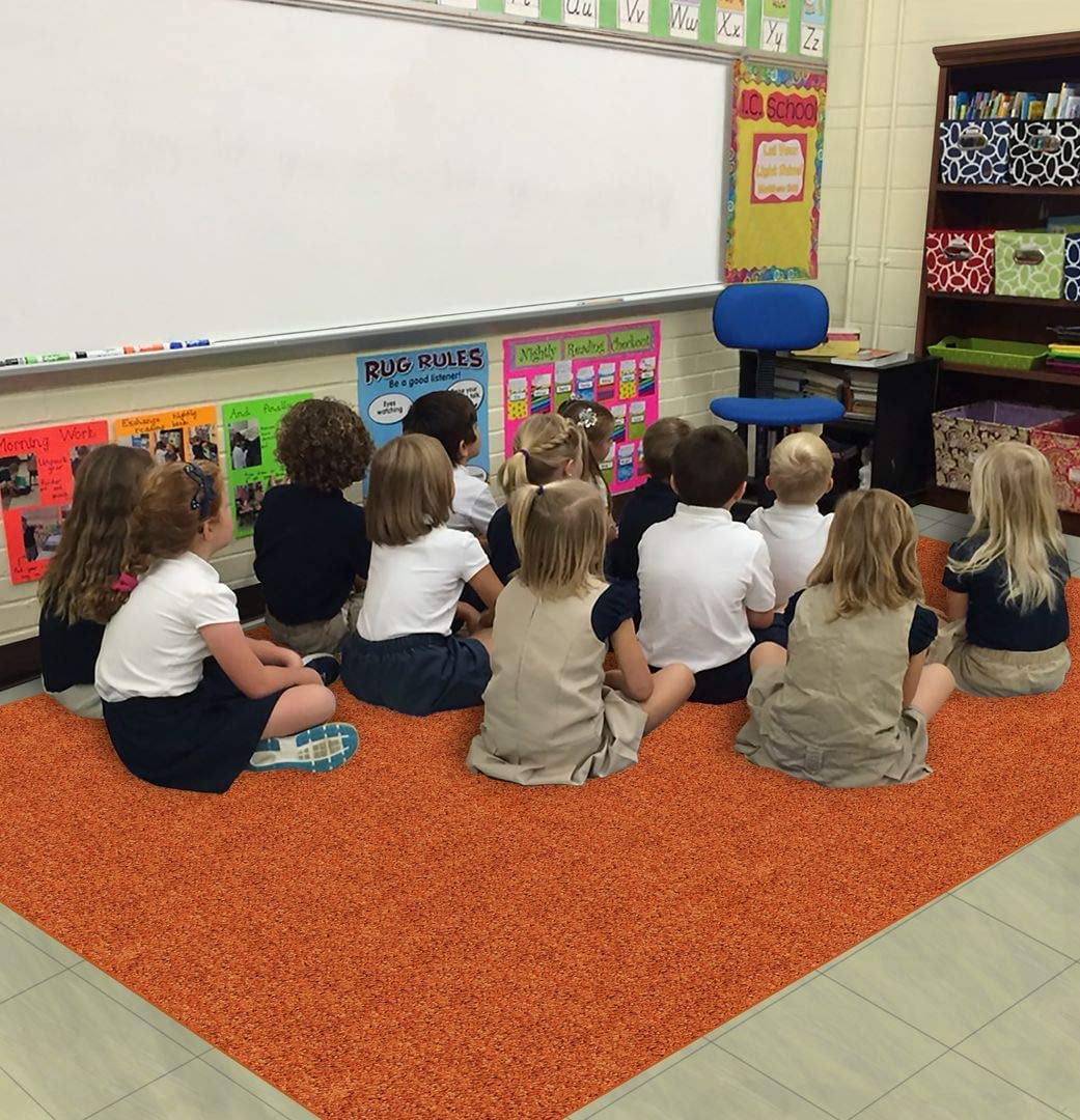 9' x 12' - Tropical Orange ~ Kids Crazy Carpet Home & School Area Rugs | People & Pet Friendly ¨C R2X Stain Resistance & Odor Reduction