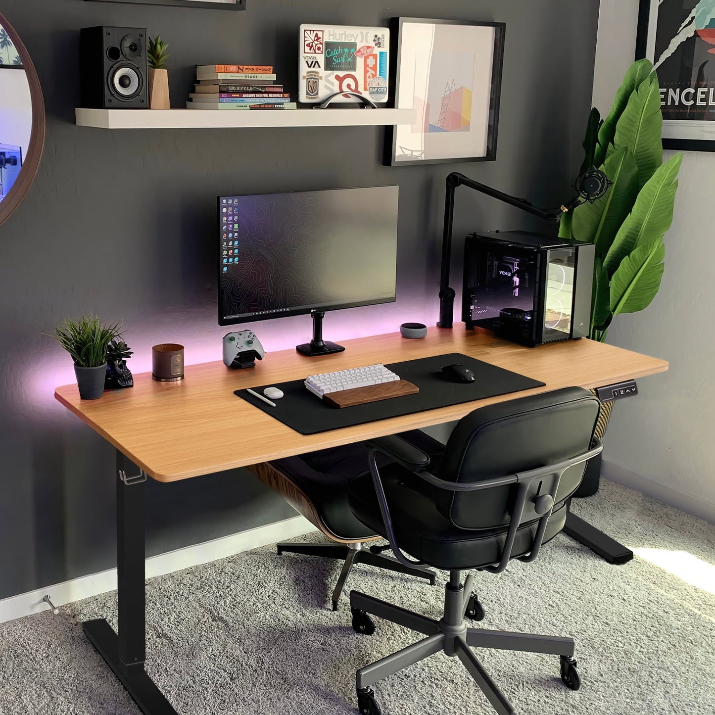 Homall Electric Adjustable Desk 55in ¡̨® 24in , T-Shaped Raising Frame with Memory Preset, Black&Wood