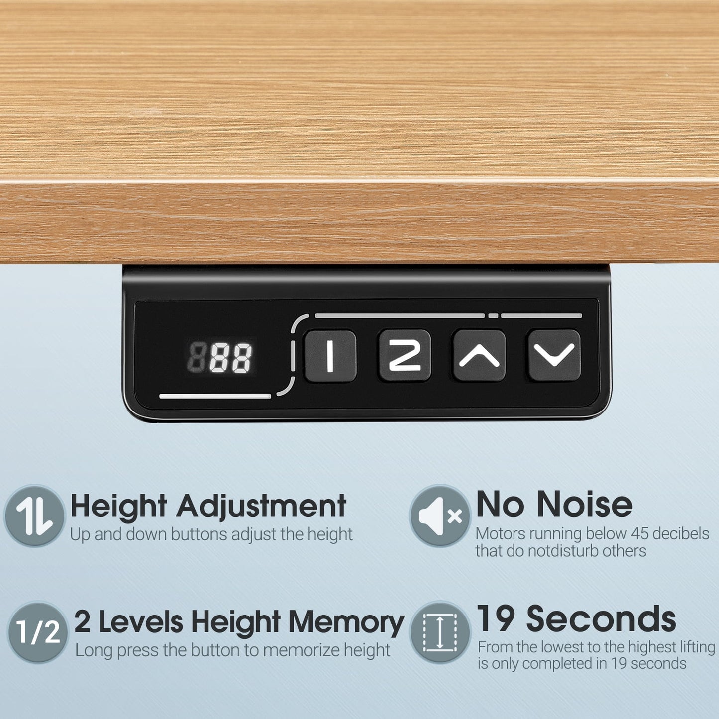 Homall 40in ¡Á 24in Electric Height Adjustable Standing Desk Home Office Computer Desk Memory Preset with T-Shaped Metal Bracket, Black&Wood