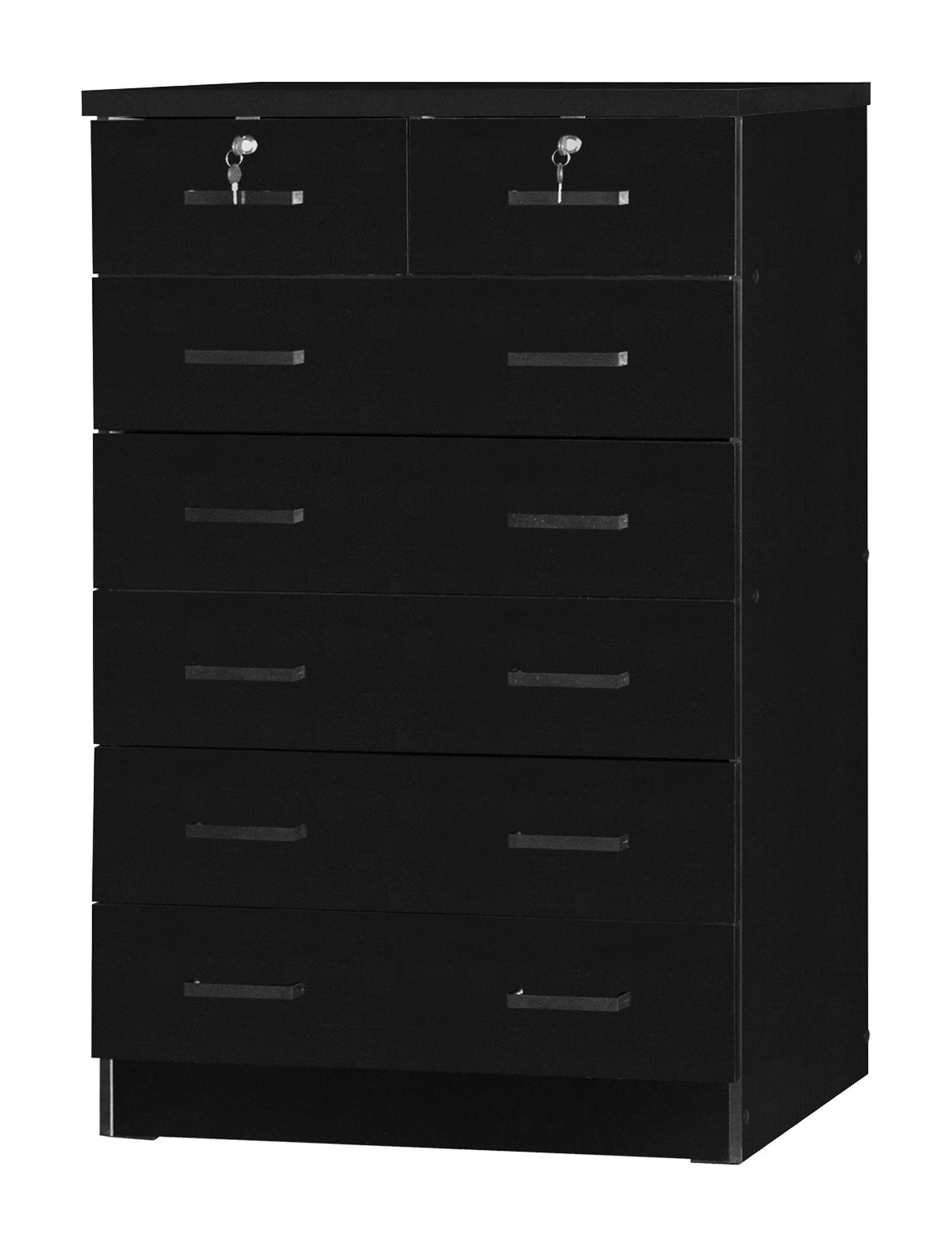 Home Furniture Cindy 7 Drawer Chest Wooden Dresser with Lock - Black