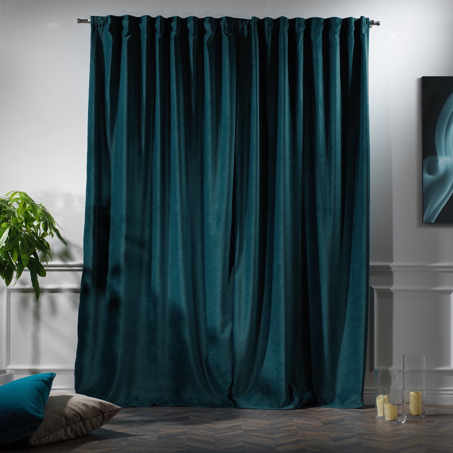 3S Brother's Solid Luxury Matte Velvet Soft Curtains Set of 2 Panels Hanging Back Tap & Rod Pocket Home D¨¦cor Bedroom Kitchen Office Windows Room Darkering ( Admiral-Berry-52in x120in )