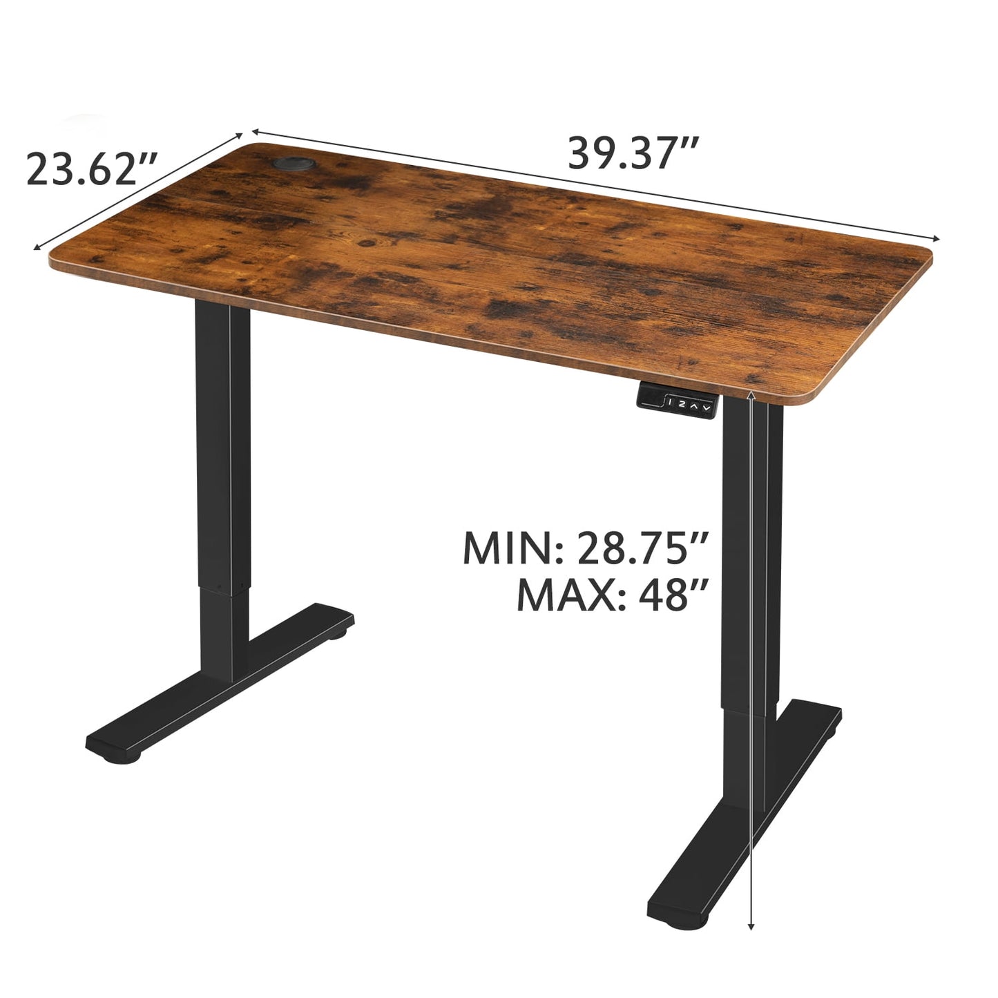 Homall 40in ¡Á 24in Electric Height Adjustable Standing Desk Home Office Computer Desk Memory Preset with T-Shaped Metal Bracket, Brown