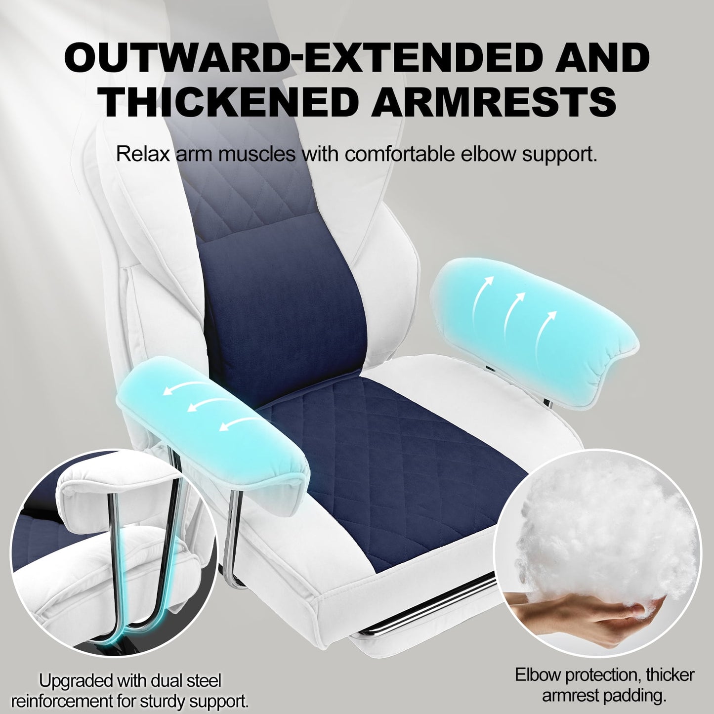 GTRACING Gaming Chair Ergonomic Executive Cozy Fabric Office Chair with Footrest, Lightblue&White