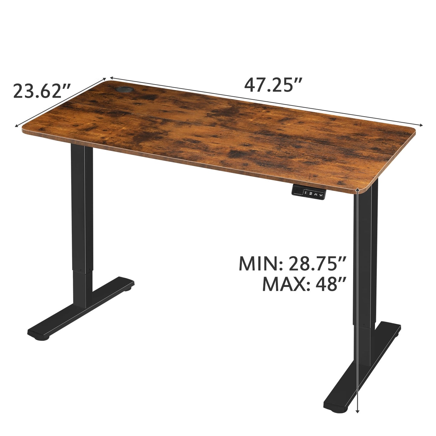 Homall 48in ¡Á 24in Electric Height Adjustable Standing Desk Home Office Computer Desk Memory Preset with T-Shaped Metal Bracket, Brown