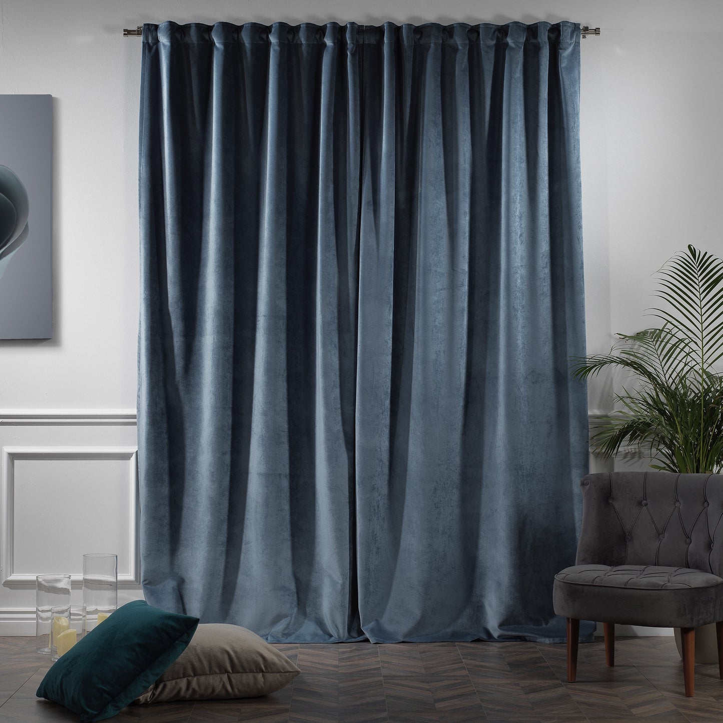 3S Brother's Solid Luxury Matte Velvet Soft Curtains Set of 2 Panels Hanging Back Tap & Rod Pocket Home D¨¦cor Bedroom Kitchen Office Windows Room Darkering ( Admiral-Berry-52in x120in )