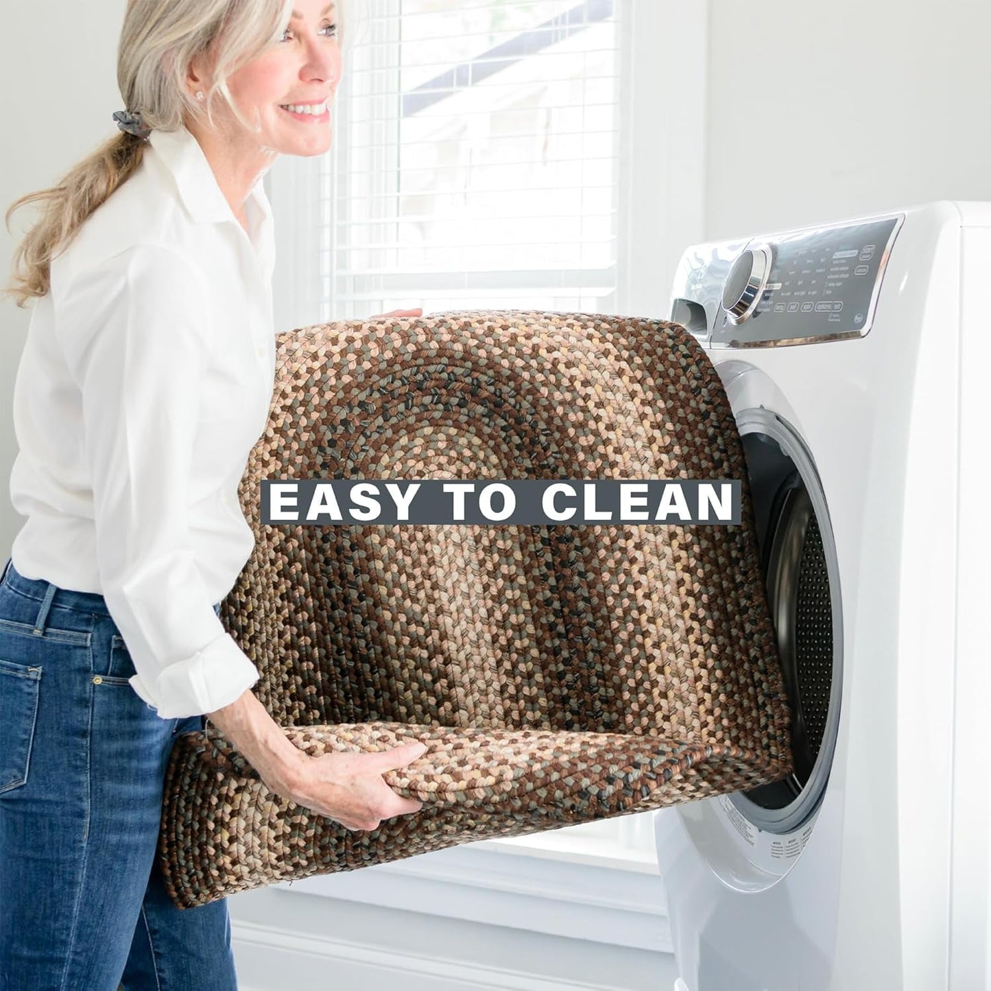 Homespice Driftwood Small Oval Braided Rugs and Rustic Entry Mat 20x30, The Ideal Indoor Outdoor Rug Waterproof