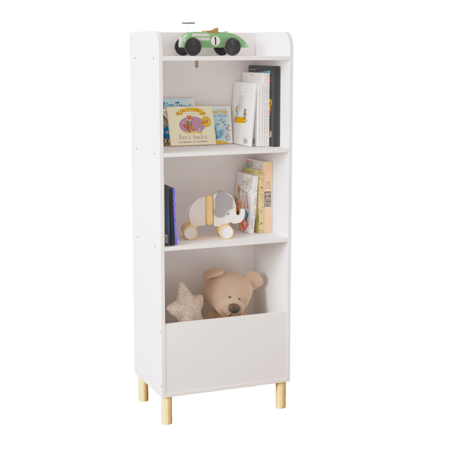 Homiyad Kids 4-Tier Bookcase, Children's Book Display, Bookshelf Toy Storage Cabinet Organizer for Children's Room, Playroom, Nursery