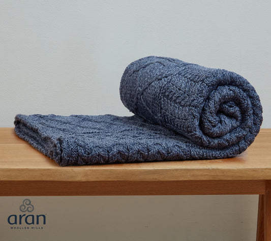 Aran Patchwork Throw 100% Premium Merino Wool Blanket 60in x 42in Made in Ireland by Aran Woollen Mills