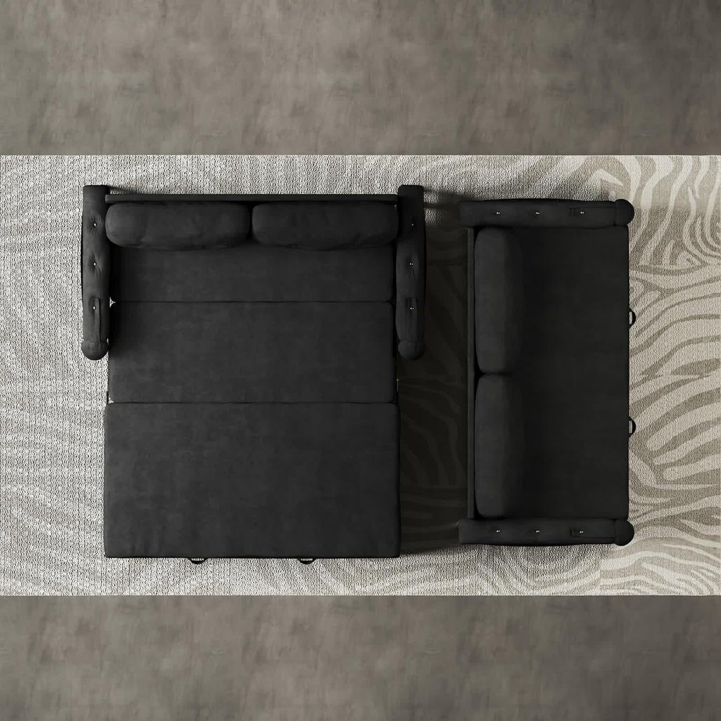 66.2in Sleep Sofa Bed Queen Size, Hydraulic System Pull Out Couch Bed, Sleeper Sofa Loveseat with 2 Pillows, Modern Velvet Upholstered Couch for Living Room, Small Space, Apartment, Bedroom, Black