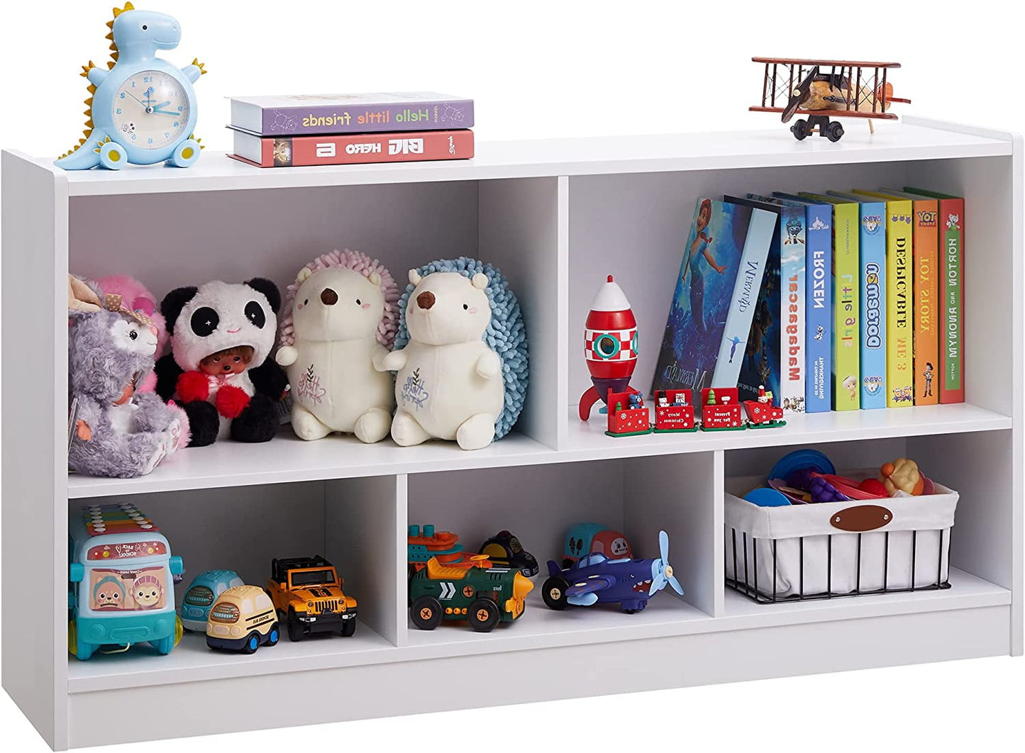 AOKHNBF Toy Organizers and 5-Section Bookshelf for Organizing Books Toys School Classroom Wooden Cabinet for Children's Room Playroom Nursery