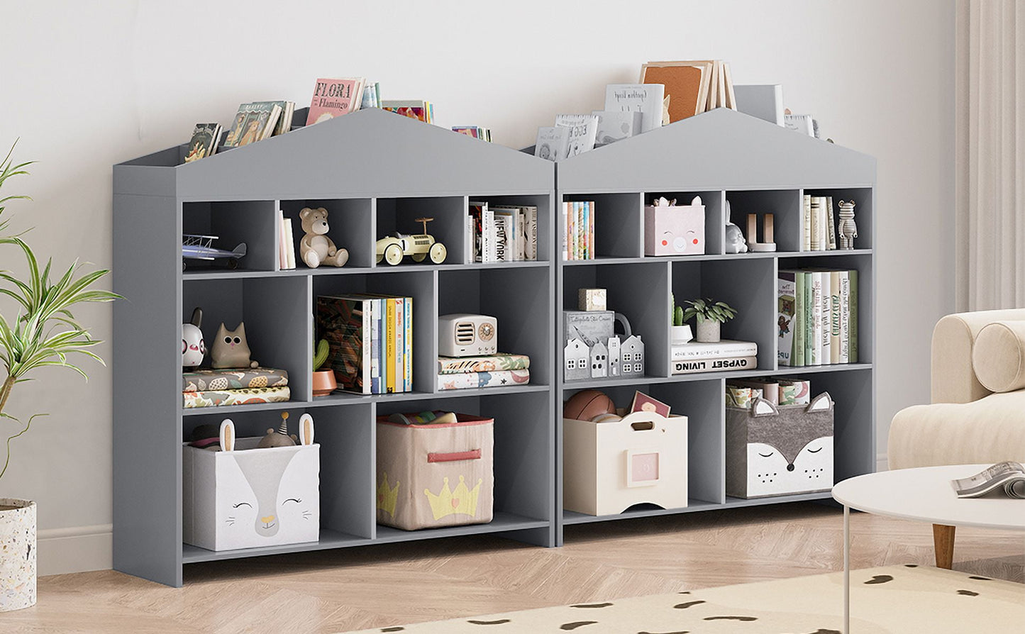 Accreate Toy Storage Organizer 9-Cubby Kids Bookshelf 40.7in Width Bookcase Playhouse Cabinet for Boys Girls