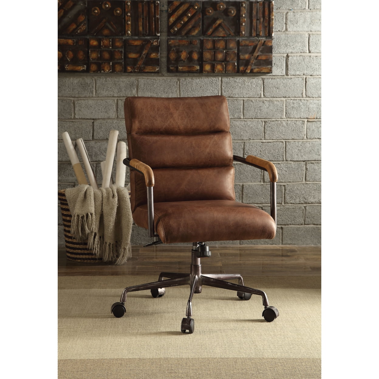 Acme Furniture Harith Office Chair, Retro Brown Leather