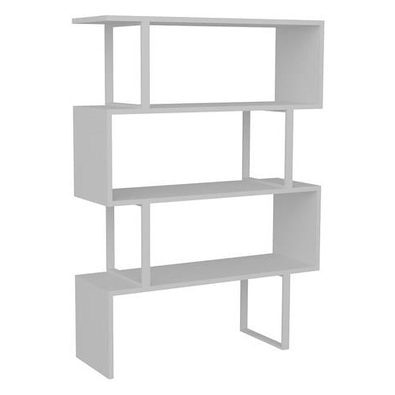 Adriana 49in Geometric Four Shelf Bookcase, White
