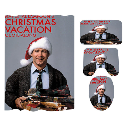 Advent calendar clearance Crazy Christmas Vacation Christmas Shower Curtain Bathroom Anti-slip Carpet Rug Toilet Cover Mat Set(Buy 2 save 10%)