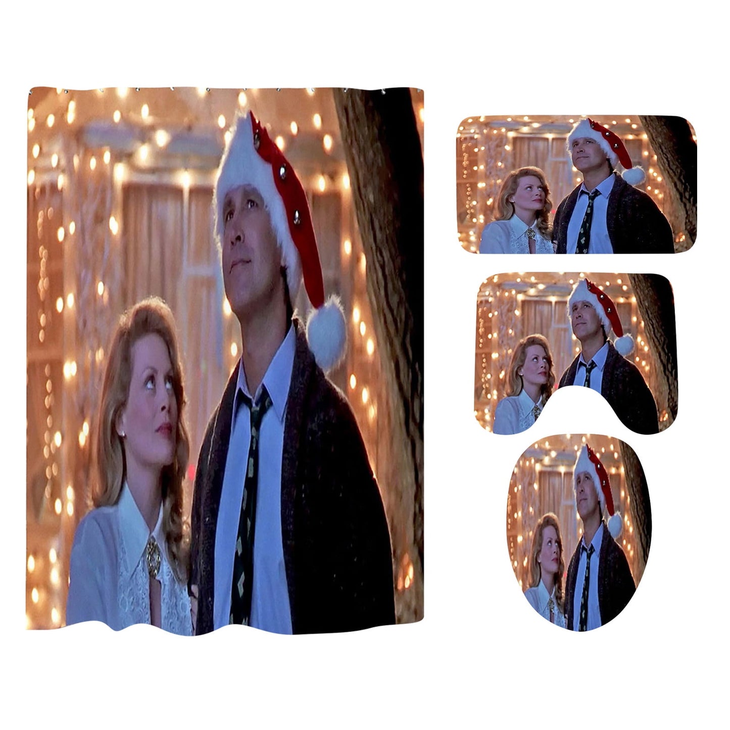 Advent calendar clearance Crazy Christmas Vacation Christmas Shower Curtain Bathroom Anti-slip Carpet Rug Toilet Cover Mat Set(Buy 2 save 10%)