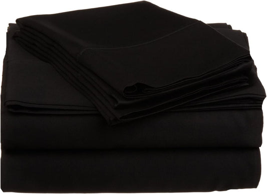 Alive Pixels Sheet Set Black Solid 100% Cotton 18in inch Pocket 1000TC (California King, Black)