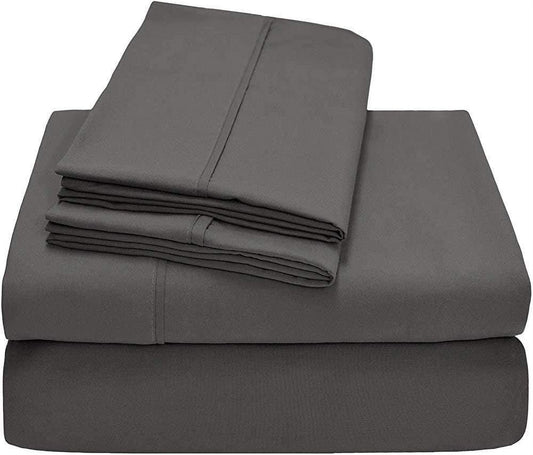 Alive Pixels Sheet Set Dark Grey Solid 100% Cotton 18in inch Pocket 1000TC (Twin-XL, Dark Grey)