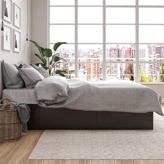 Ameriwood Home Full Platform Bed with Drawers, Espresso