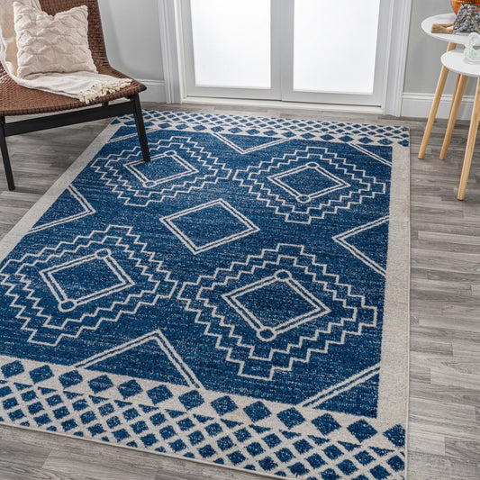Amir Moroccan Beni Souk Navy/Ivory 5 ft. x 8 ft. Area Rug