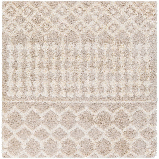 Livabliss Urban Shag Global Moroccan Area Rug,6'7in Square,Beige
