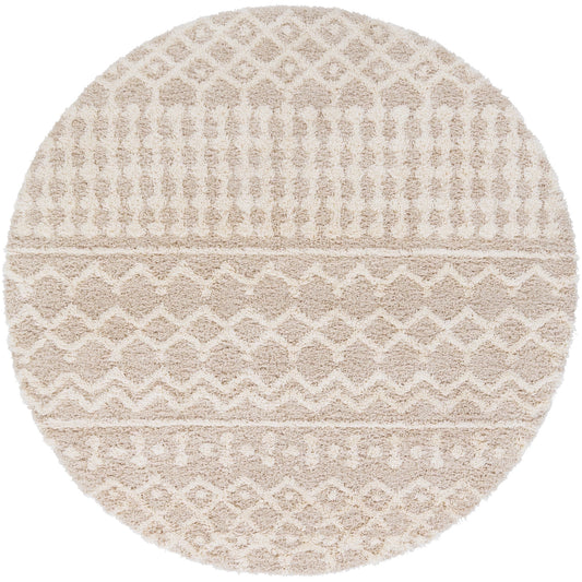 Livabliss Urban Shag Global Moroccan Area Rug,7'10in Round,Beige