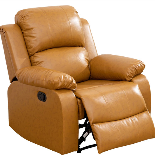 Aukfa Leather Recliner Chair, 38in Overstuffed Armchair Living Room Read Chair for Adults, Ginger