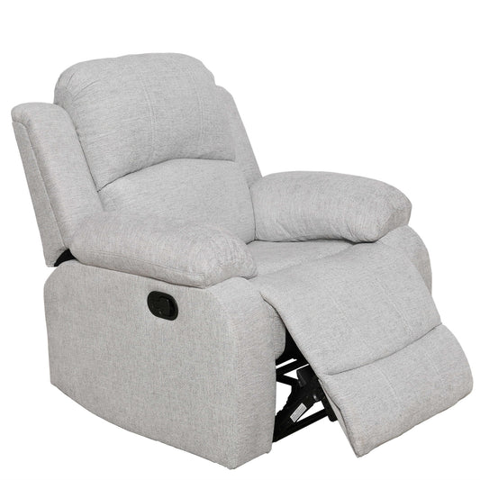 Aukfa Linen Recliner Chair, 38in Overstuffed Armchair Living Room Home Theater Lounge Seat, Light Gray