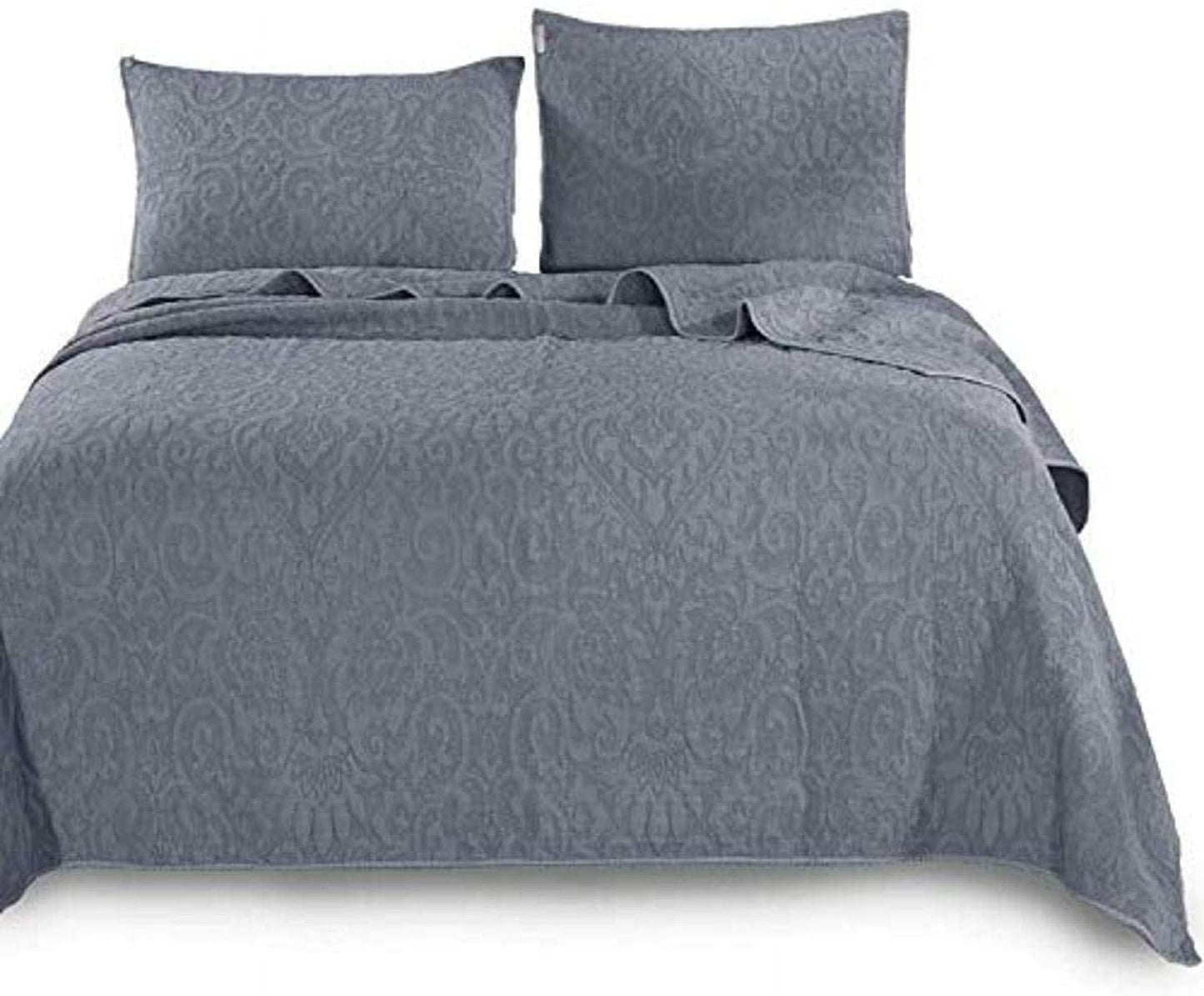 Kasentex 3-Piece Stone Washed Quilt Set Soft Cotton Reversible Bedspread Coverlet Set Navy King